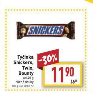Billa Tyčinka snickers nabídka