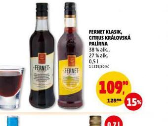 Penny Market Fernet klasik, citrus královská palírna nabídka