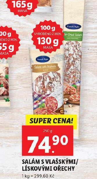 Lidl Salám s ořechy nabídka