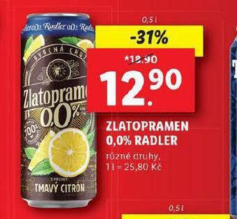 Lidl Zlatopramen radler nabídka