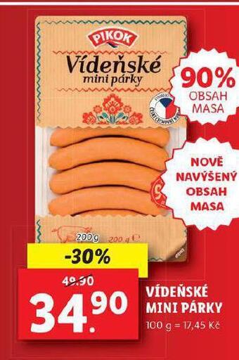 Lidl Vídeňské mini párky nabídka