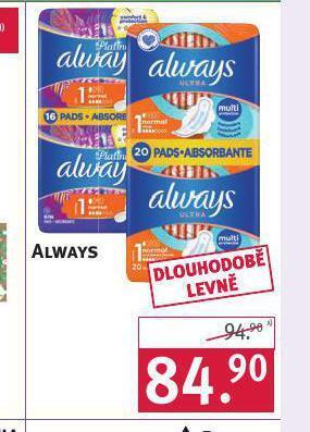 Rossmann Always dámské vložky nabídka
