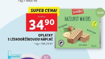 Lidl Oplatky s lískooříškovou náplní nabídka