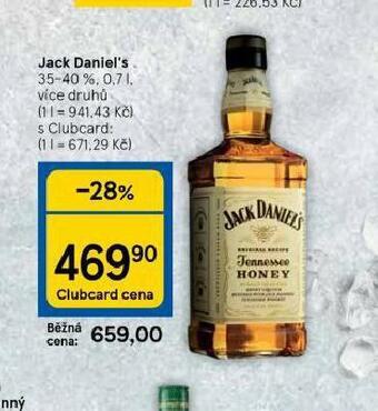 Tesco Jack daniel´s nabídka
