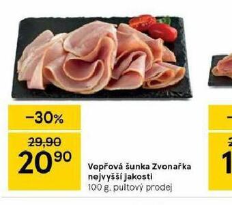 Tesco Vepřová šunka zvonařka nejvyšší jakosti nabídka