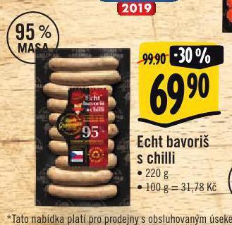 Jip Echt bavoriš s chilli nabídka