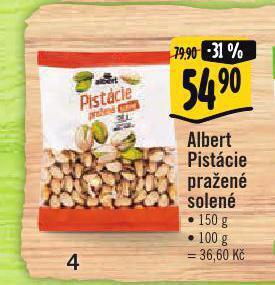 Albert Pistácie pražené solené nabídka