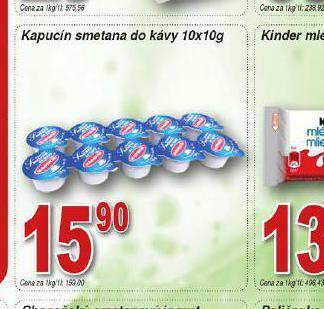 Lidl Kapucín smetana do kávy nabídka