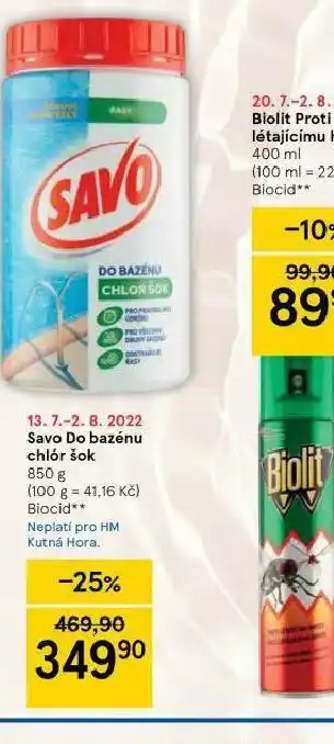 Tesco Savo do bazénu chlór šok nabídka