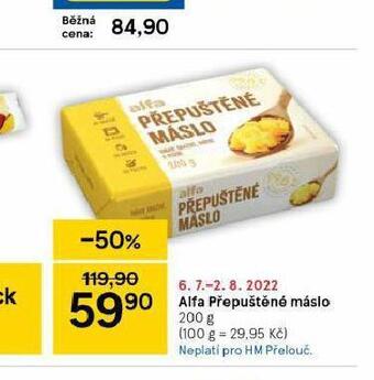 Tesco Alfa přepuštěné máslo nabídka
