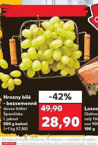 Kaufland Hrozny bílé bezsemenné nabídka