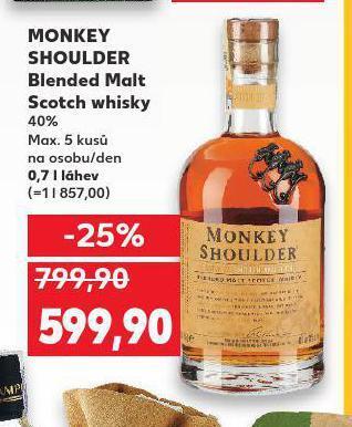 Monkey shoulder blended malt scotch whisky