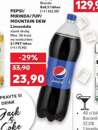 Kaufland Pepsi, mirinda, 7up, mountain dew nabídka