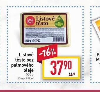 Billa Listové těsto bez palmového oleje nabídka