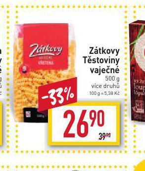 Billa Zátkovy těstoviny vaječné nabídka