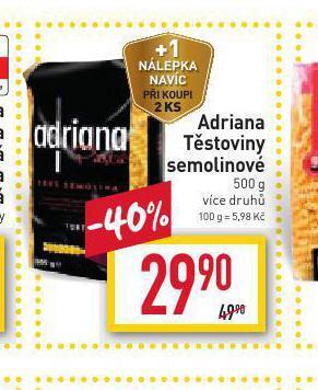 Billa Adriana těstoviny semolinové nabídka