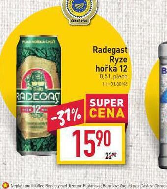Billa Pivo radegast ryze hořká 12 nabídka