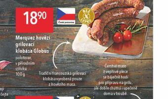 Globus Merquez hovězí grilovací klobása nabídka
