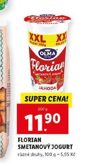 Lidl Florian smetanový jogurt nabídka
