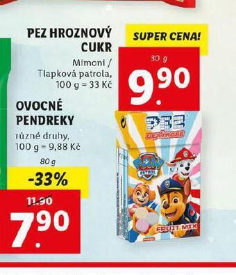 Lidl Pez hroznový cukr nabídka