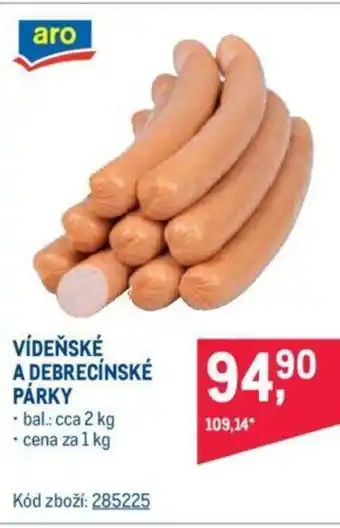 Makro Vídenské a debrecínské párky 1 kg nabídka