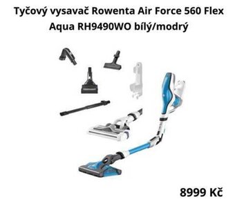 Datart Tyčový vysavač Rowenta Air Force 560 Flex Aqua RH9490WO bílý/modrý nabídka