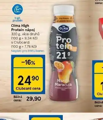 Tesco Olma high protein nápoj nabídka
