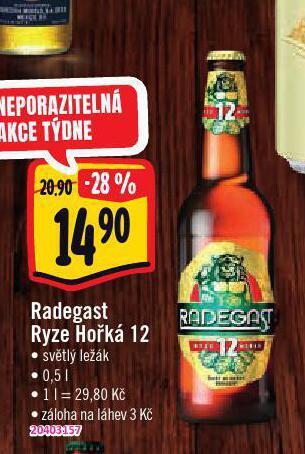 Jip Pivo radegast ryze hořká 12 nabídka