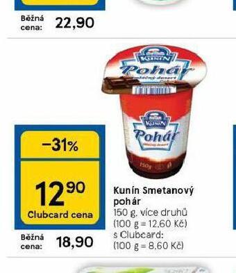 Tesco Kunín smetanový pohár nabídka