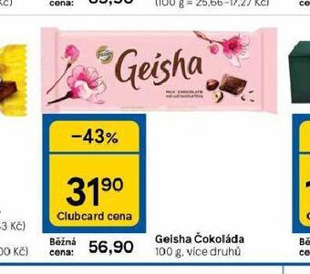 Tesco Geisha čokoláda nabídka
