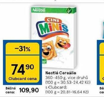 Tesco Nestlé cereálie nabídka
