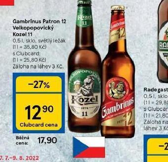 Tesco Pivo gambrinus patron 12 nabídka