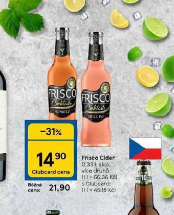 Tesco Frisco cider nabídka