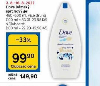 Tesco Dove sprchový gel nabídka
