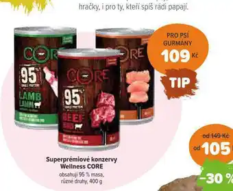 Pet Center Superprémiové konzervy wellness core nabídka