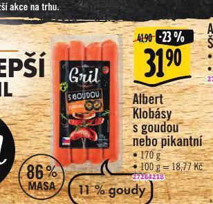 Albert Klobásy s goudou nebo pikantní nabídka