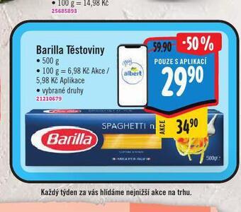Albert Barilla těstoviny nabídka
