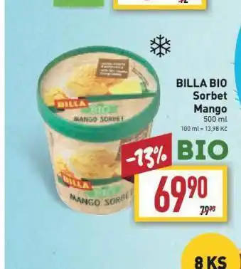 Billa Bio mango sorbet nabídka