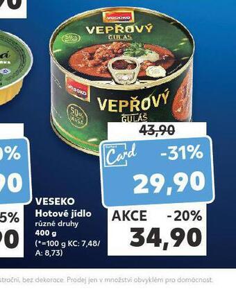 Kaufland Veseko hotové jídlo nabídka