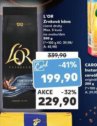 Kaufland L´or zrnková káva nabídka