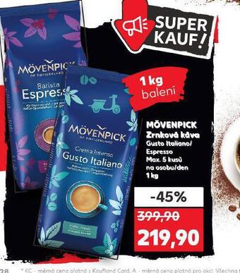 Kaufland Mövenpick zrnková káva nabídka