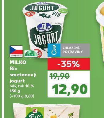 Kaufland Milko bio smetanový jogurt nabídka