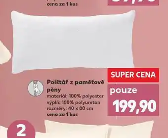 Kaufland Polštář z pamě´tové pěny nabídka