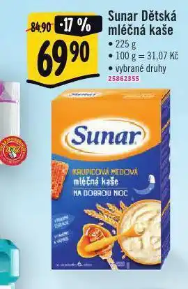 Albert Sunar dětská mléčná kaše nabídka