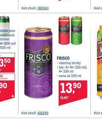 Makro Frisco cider nabídka