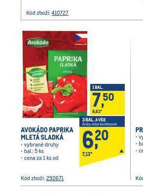 Makro Avokádo paprika mletá nabídka