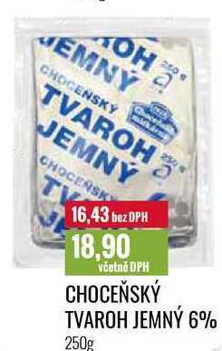 Ratio Choceňský tvaroh jemný 6% 250g nabídka