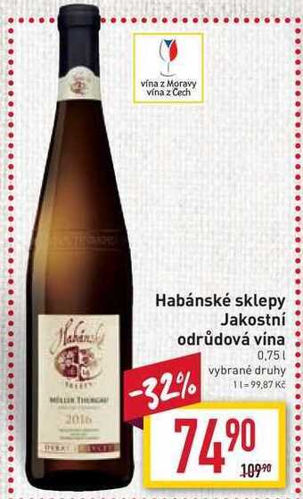 Billa Habánské sklepy jakostní odrůdová vína 0,75l nabídka