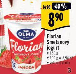 Albert Florian smetanový jogurt nabídka