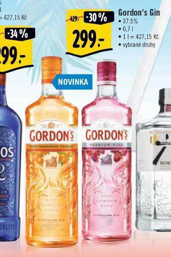 Albert Gordon's gin nabídka